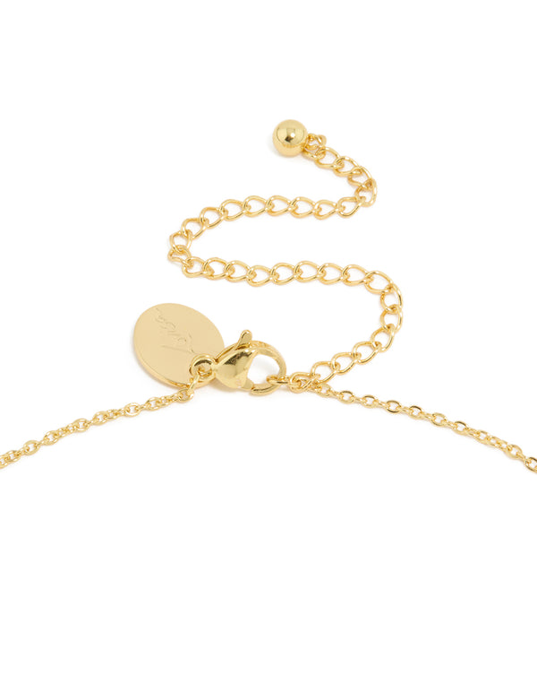 Waterproof Gold Plated Stainless Steel Diamante Flower Outline Necklace