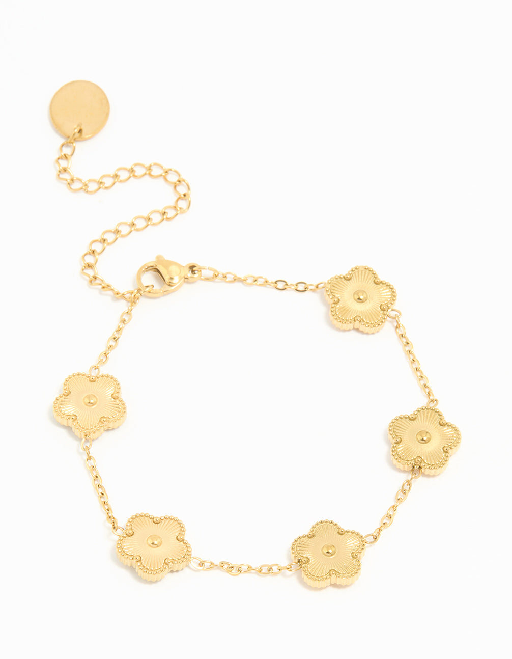 Waterproof Gold Plated Stainless Steel Flower Petals Charm Bracelet