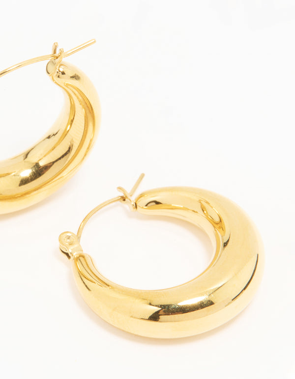 Waterproof Gold Plated Stainless Steel Small Chunky Hoop Earrings