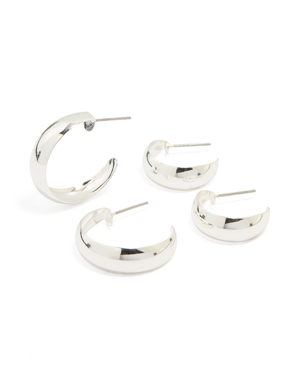 Silver Teardrop & Round Hoop Earrings 2-Pack