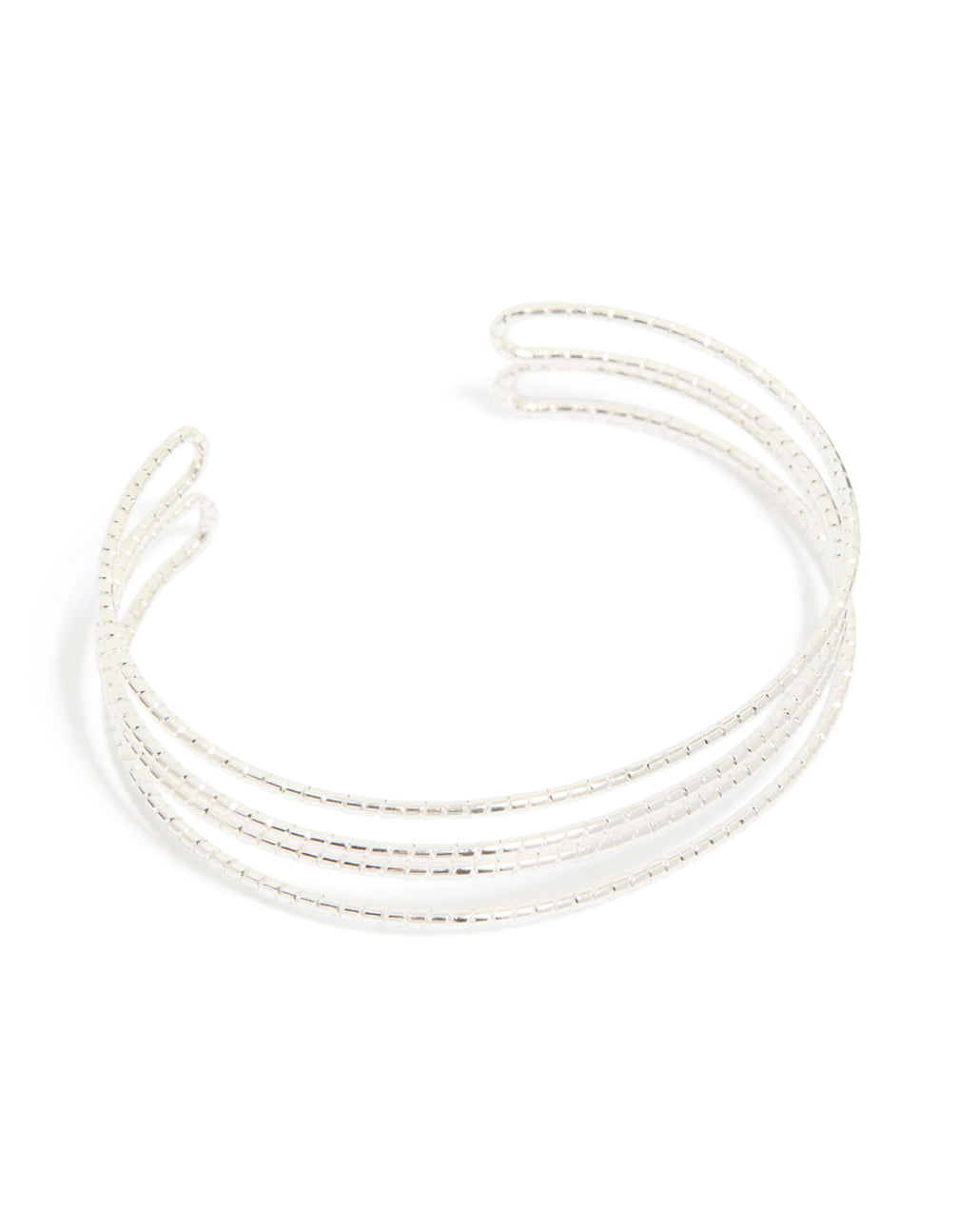 Silver Wire Textured Wire Wrist Cuff