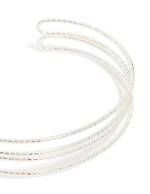 Silver Wire Textured Wire Wrist Cuff