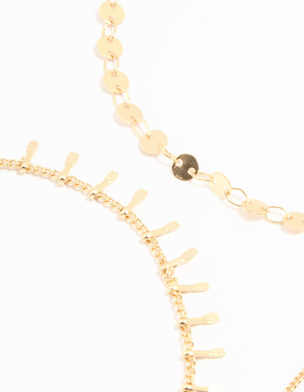 Gold Chain & Droplet Dainty Anklets 3-Pack