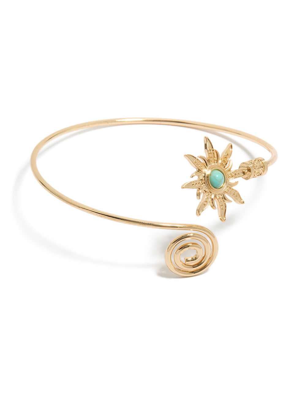 Gold Turquoise Stone Celestial Swirl Arm Cuff