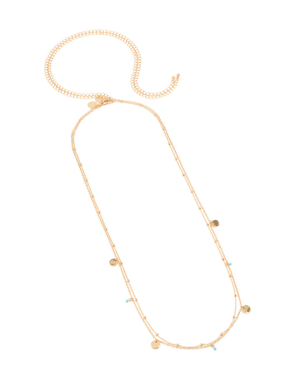 Gold Turquoise Bead Waist Chain
