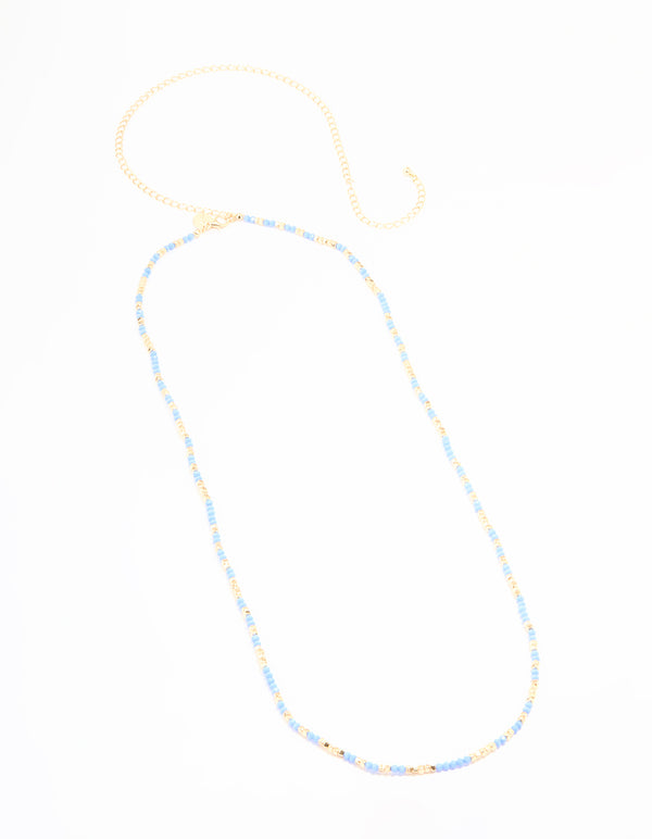Blue Seed Beaded Waist Chain