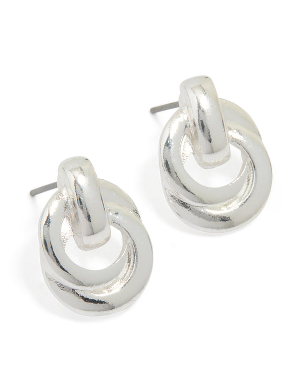 Silver Doorknocker Stud Earrings