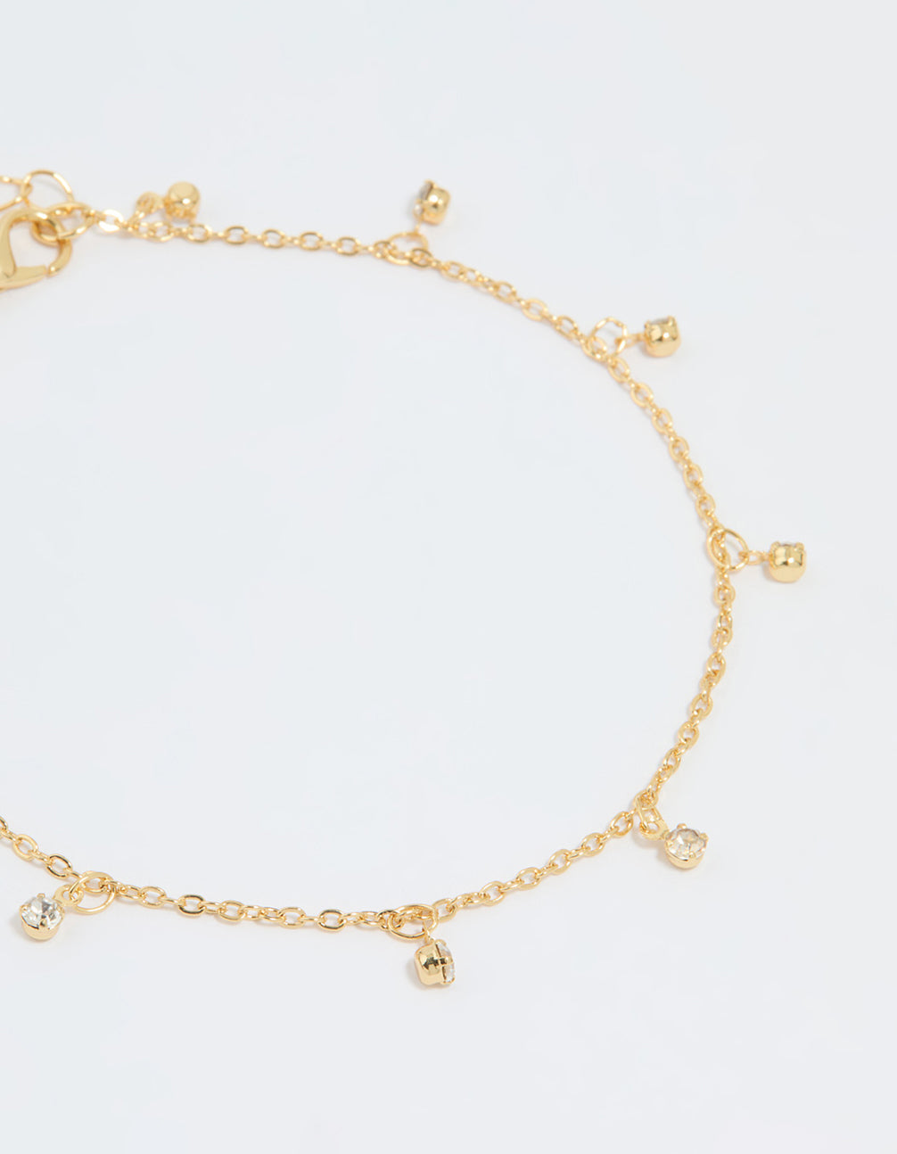 Gold Plated Diamante Droplet Chain Anklets 2-Pack