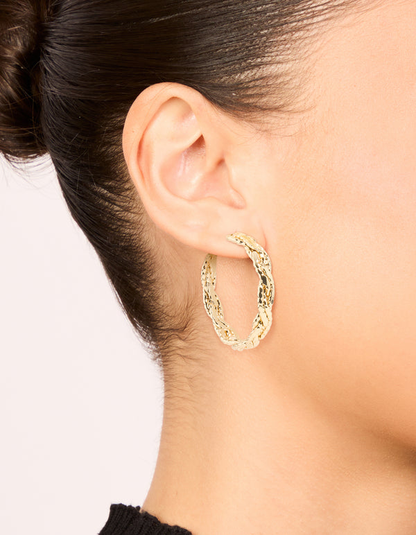 Gold Wrap Chain Hoop Earrings