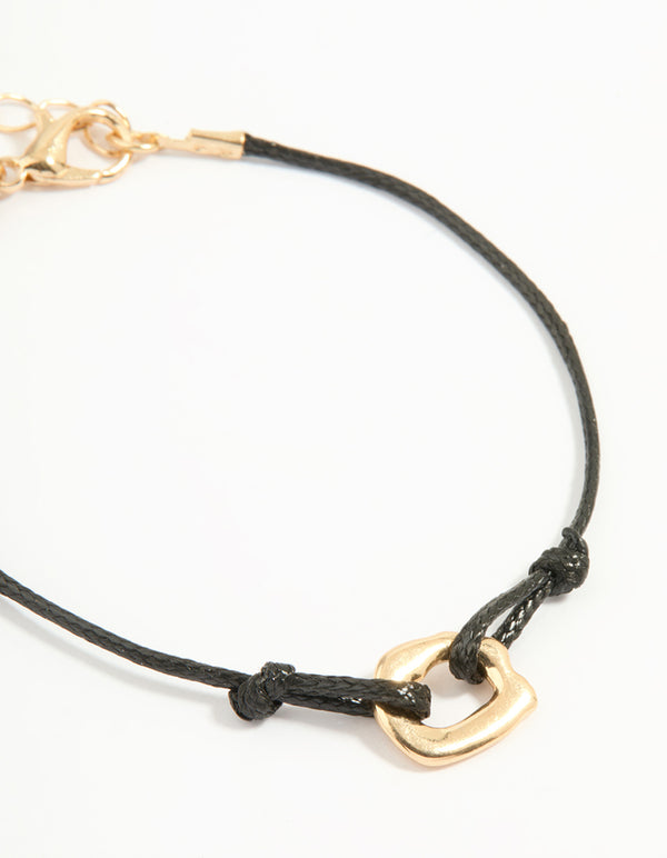 Gold Pearl & Cord Bracelet 5-Pack