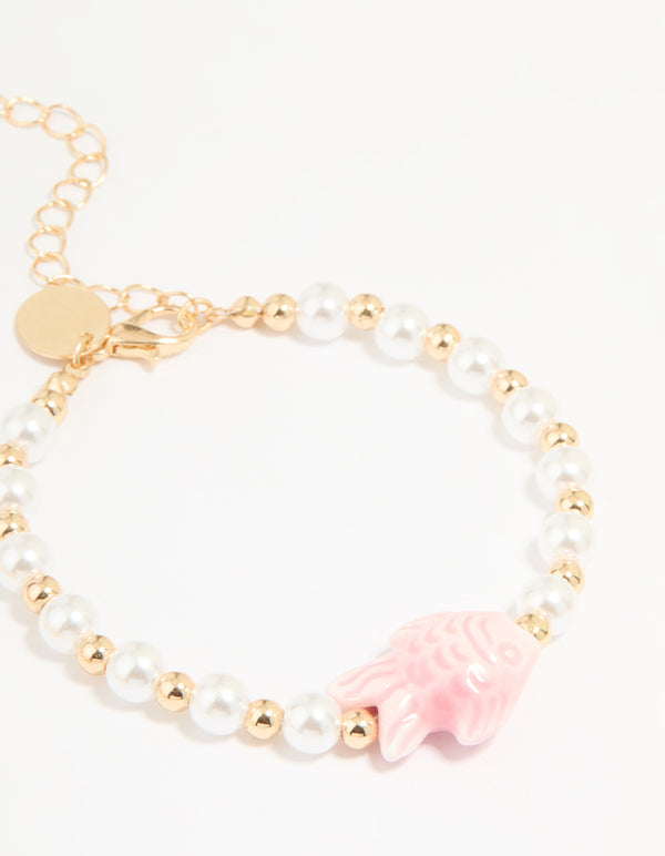 Gold Mixed Charm Fish Bracelets 4-Pack