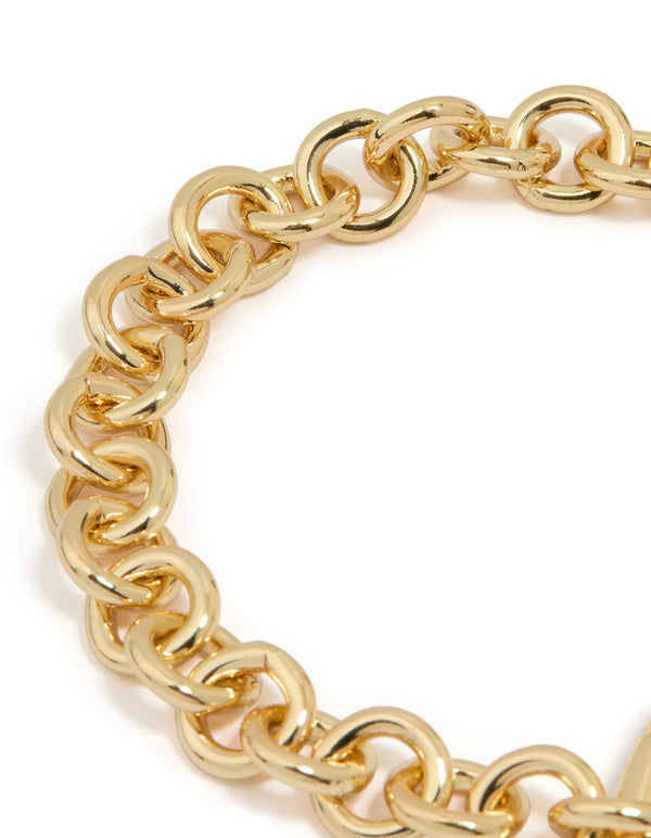 Gold Plated Pearl Heart Clasp Bracelet