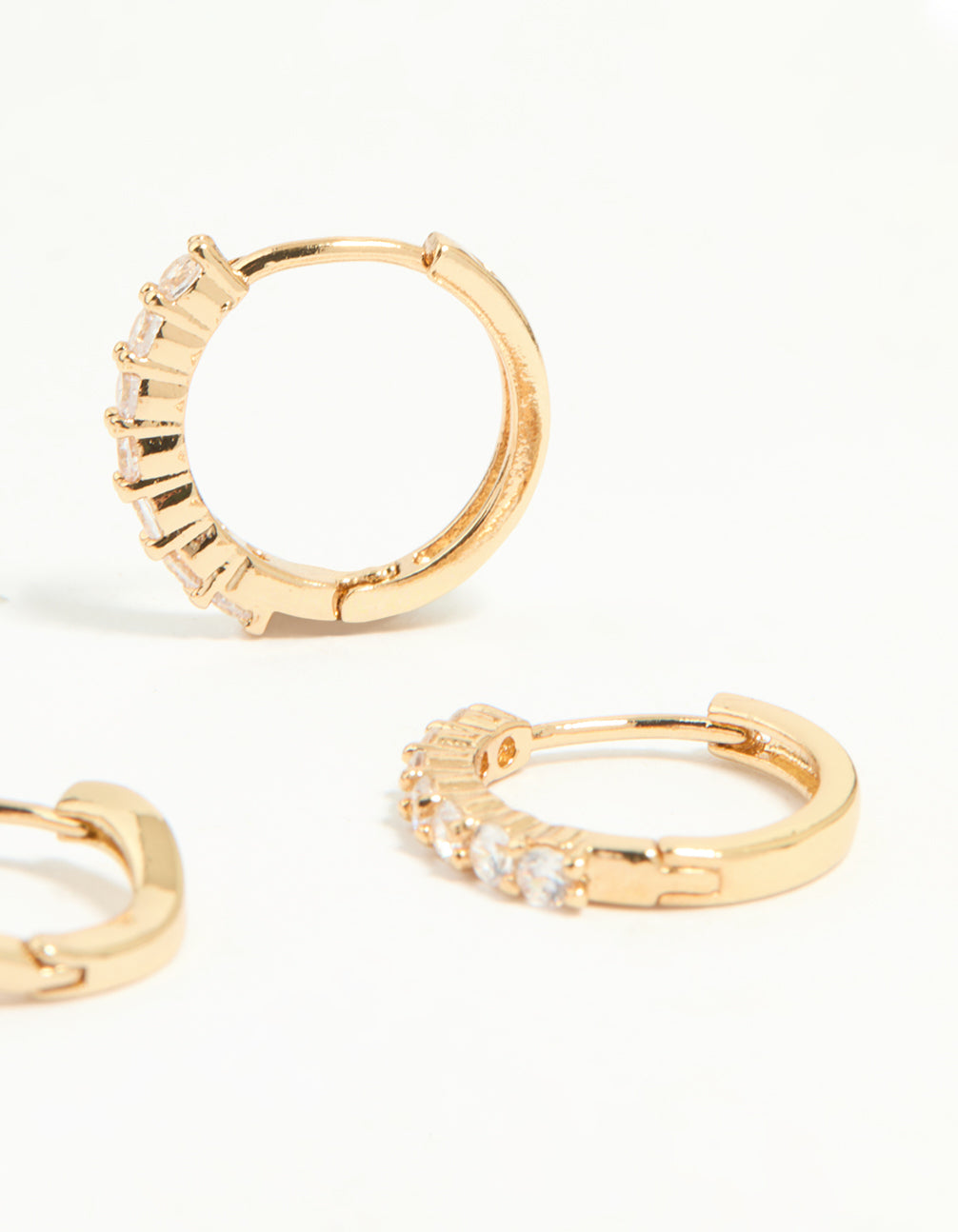 Gold Plated Brass Cubic Zirconia Wavy Earrings 2-Pack