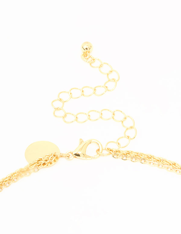 Gold Plated Organic Oval Layered Necklace