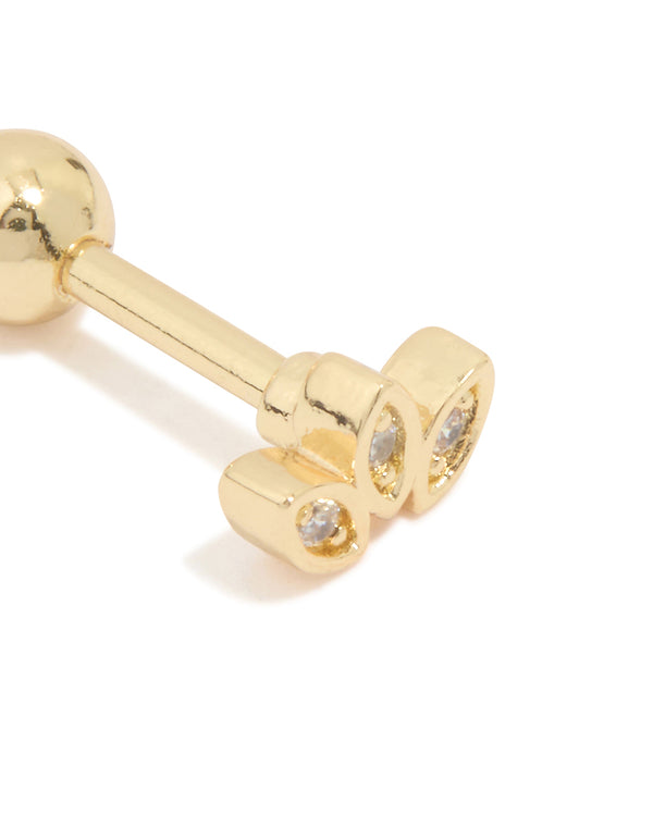 Gold Plated Surgical Steel Cubic Zirconia Leaf Barbell