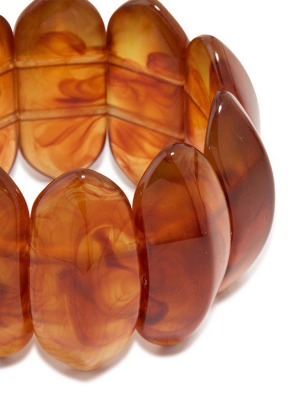 Brown Acrylic Resin Swirl Stretch Bracelet