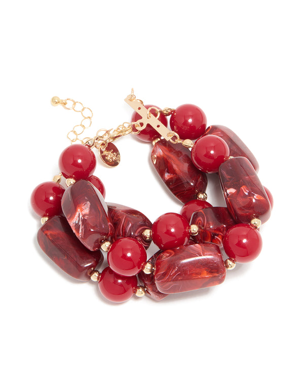 Red Beaded Long Bracelet