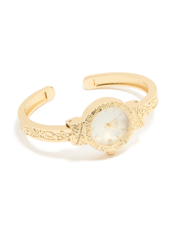 Gold Molten Vintage Round Watch Cuff