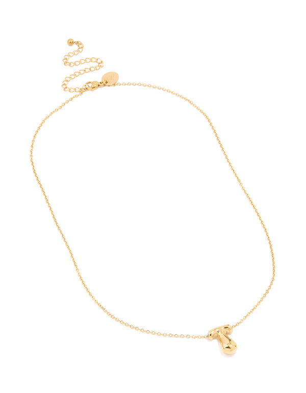 Waterproof Gold Plated Stainless Steel Large Bubble Letter T Necklace