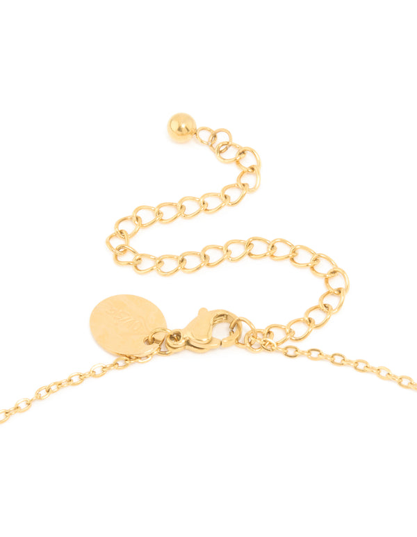 Crafted from waterproof stainless steel bubble letter L initial pendant necklace in dainty style clasp detail view