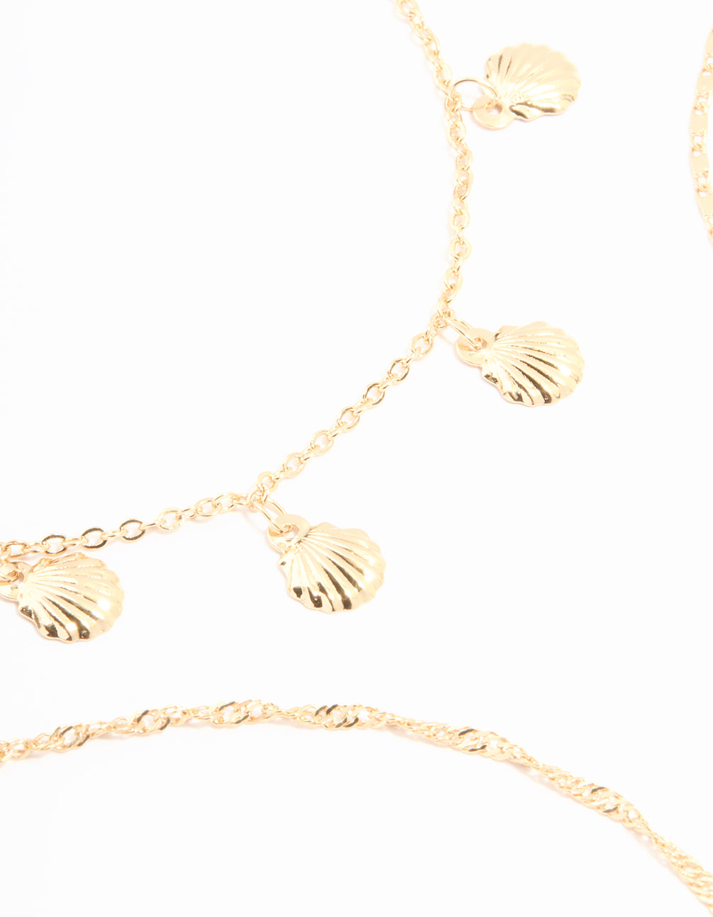 Gold Pearl & Shell Anklets 4-Pack