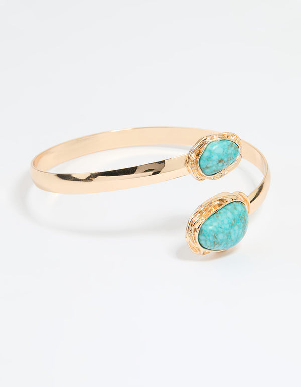 Gold Turquoise Stone Arm Cuff