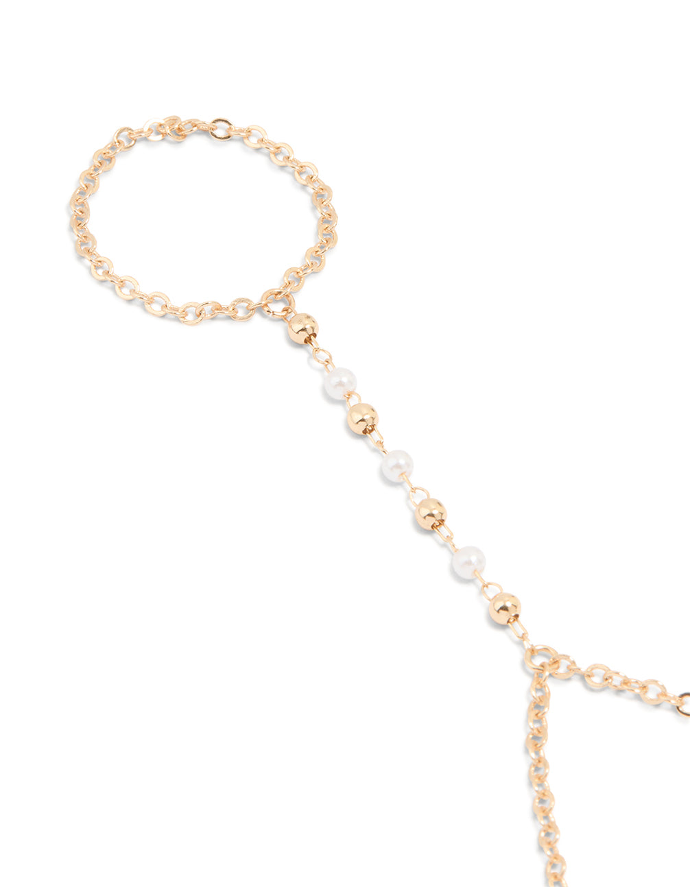 Gold Pearl Dainty Hand Chain
