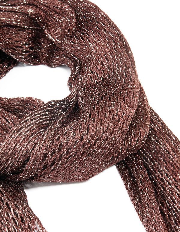 Brown Fabric Large Draped Scarf