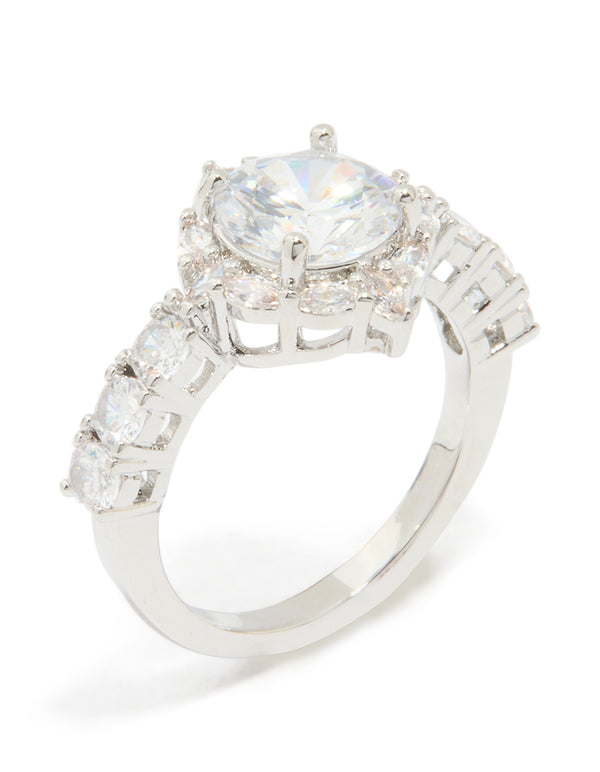 Silver Cubic Zirconia Circle Thin Ring