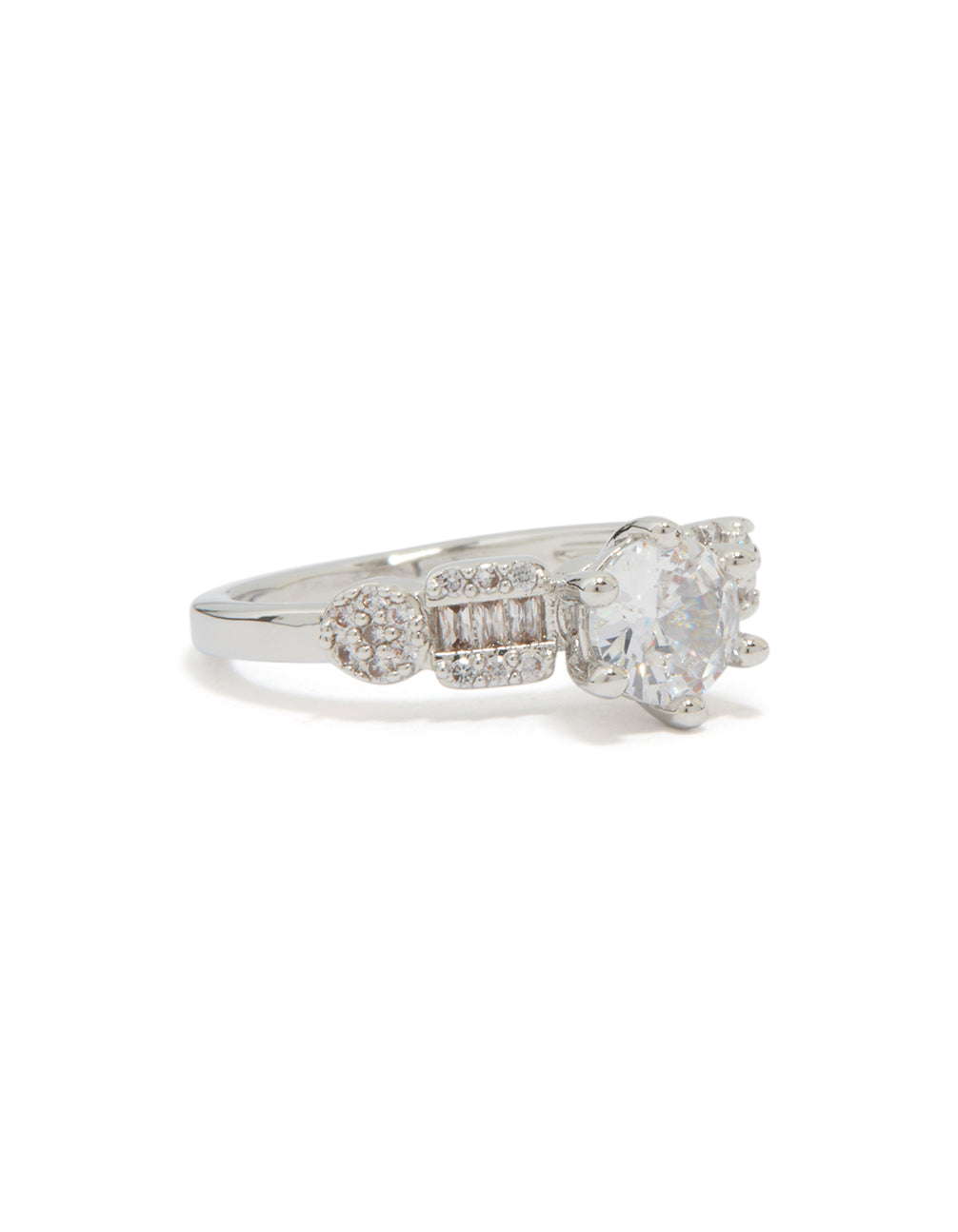 Silver Cubic Zirconia Small Round Ring