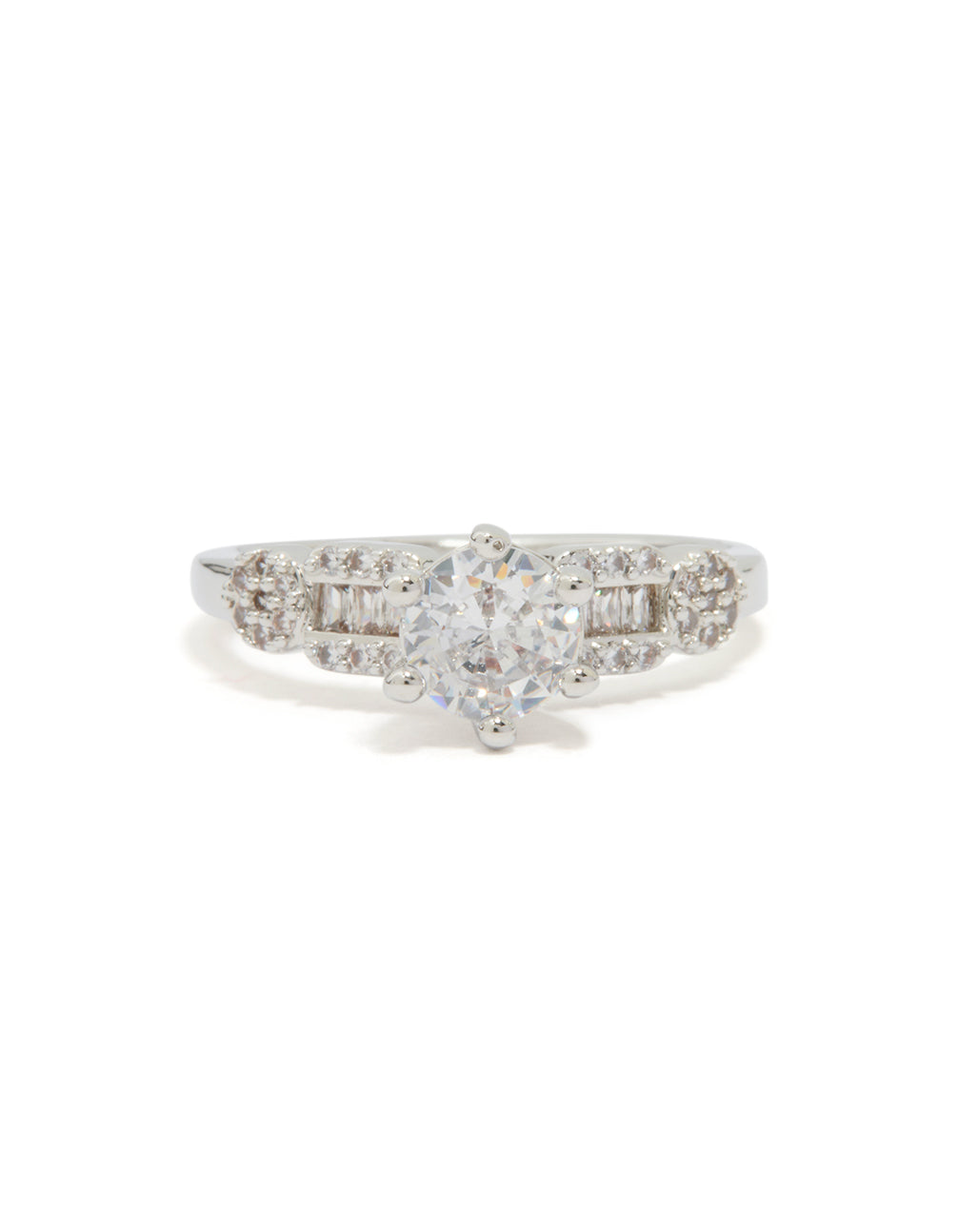 Silver Cubic Zirconia Small Round Ring