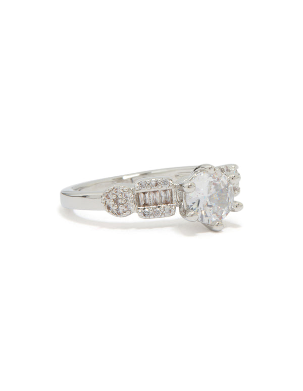 Silver Cubic Zirconia Small Round Ring