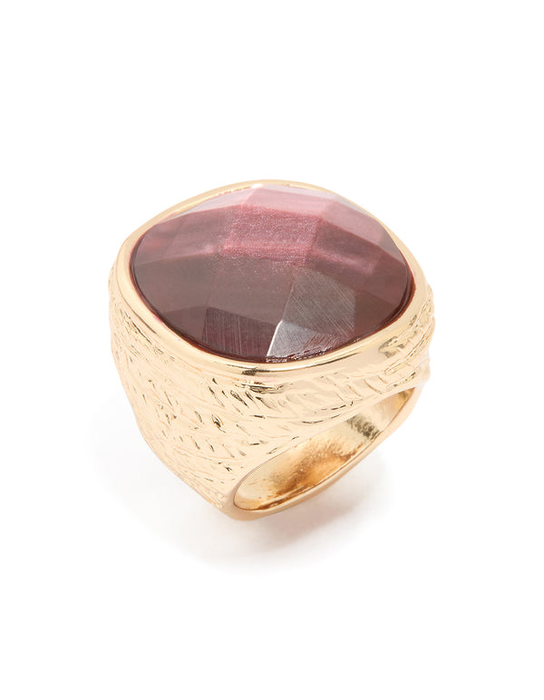 Gold Burgundy Jewel Rock Ring