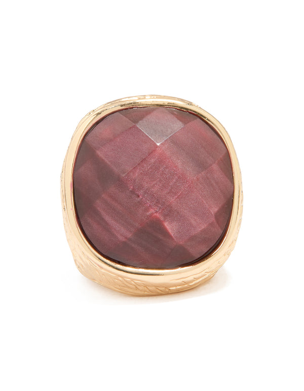 Gold Burgundy Jewel Rock Ring