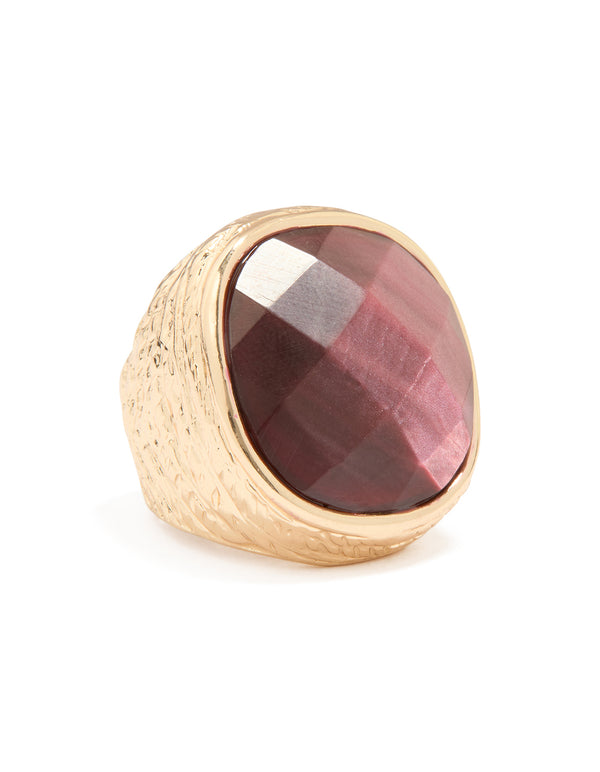 Gold Burgundy Jewel Rock Ring