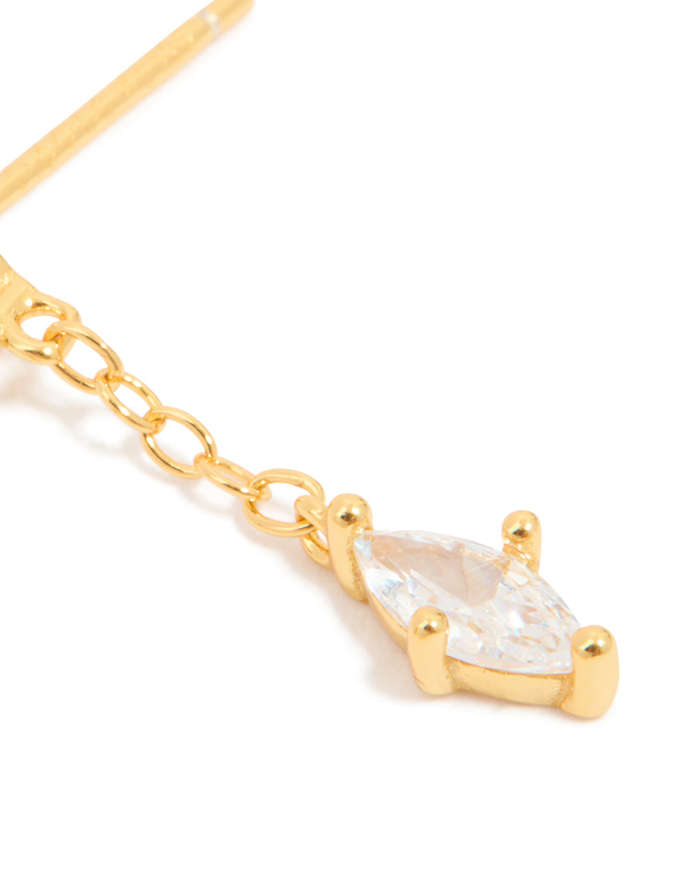 Gold Plated Sterling Silver Cubic Zirconia Drop Chain Earrings