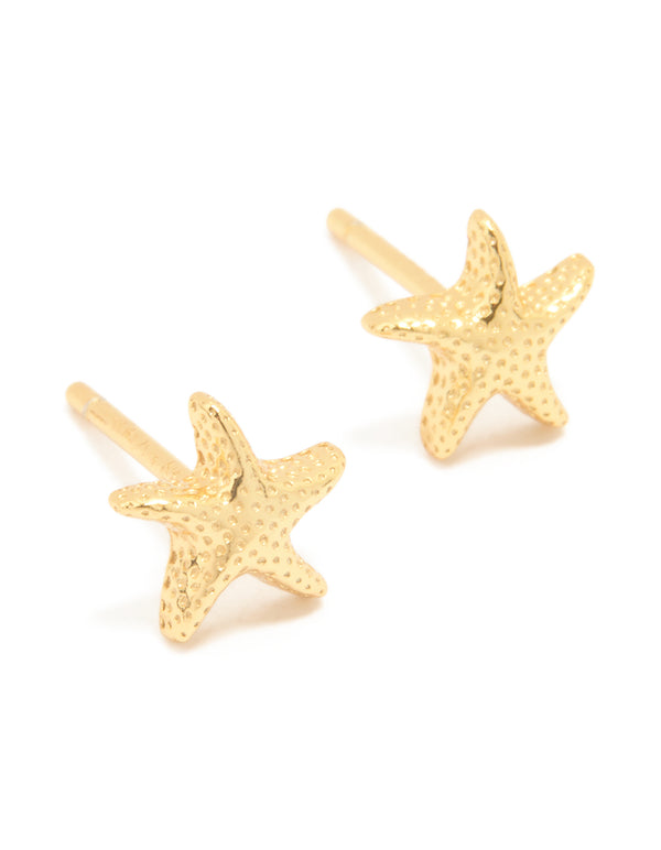 Gold Plated Sterling Silver Starfish Earrings
