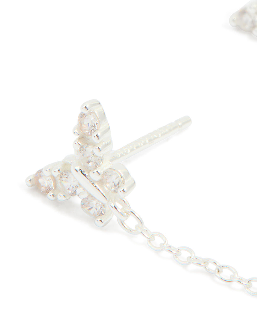 Sterling Silver Chain Double Stud Earrings