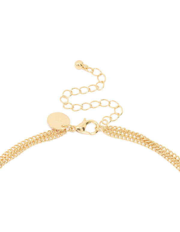 Gold Plated Freshwater Pearl & Twisted Link Chain Necklace
