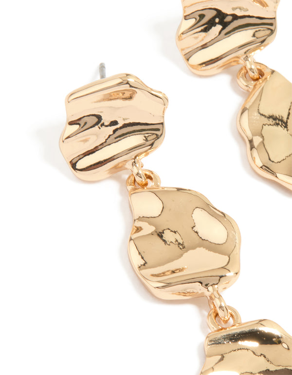 Gold Organic Drop Earrings