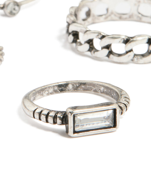 Antique Silver Textured Stacking Rings 22-Pack