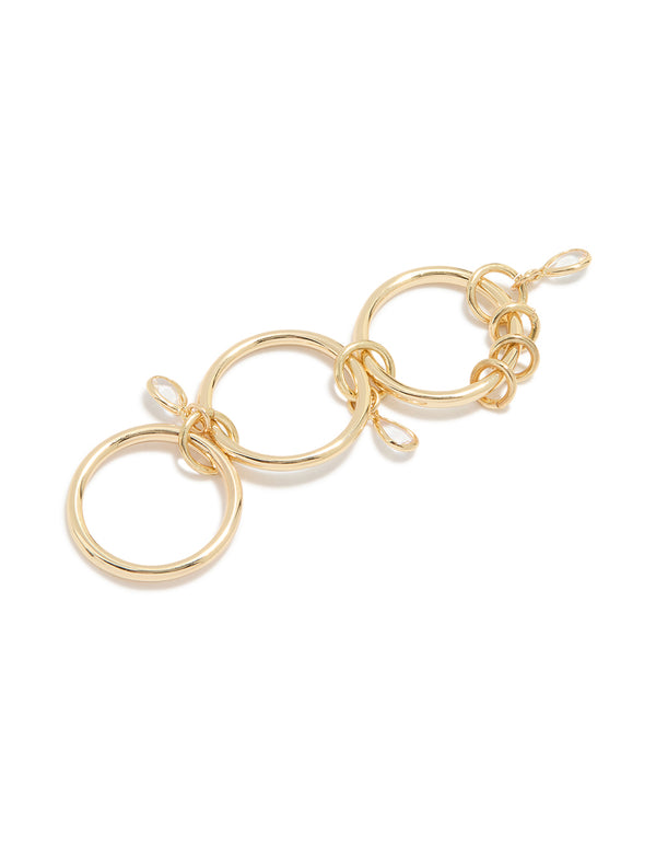 Gold Plated Cubic Zirconia Charm Interlocked Layered Ring
