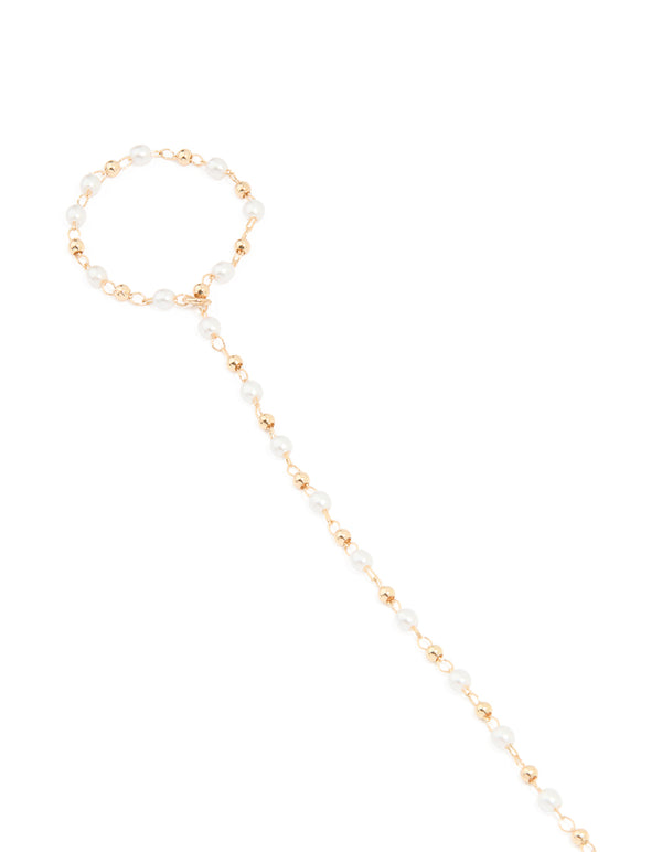 Gold Pearl Dainty Hand Chain
