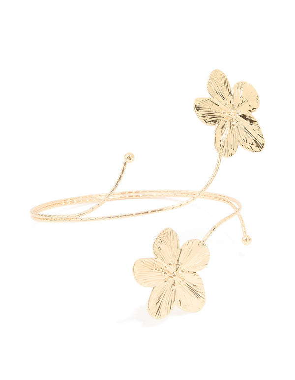 Gold Double Flower Arm Cuff