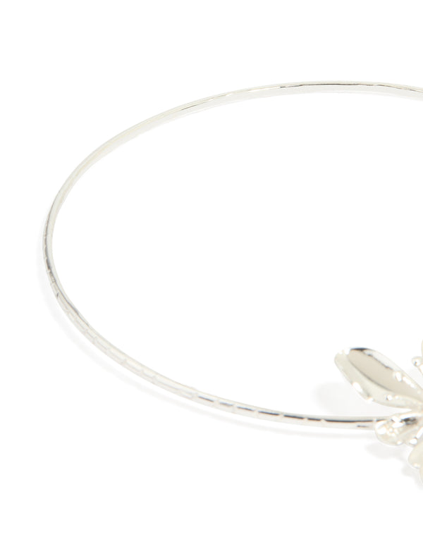 Silver Flower Torque Necklace