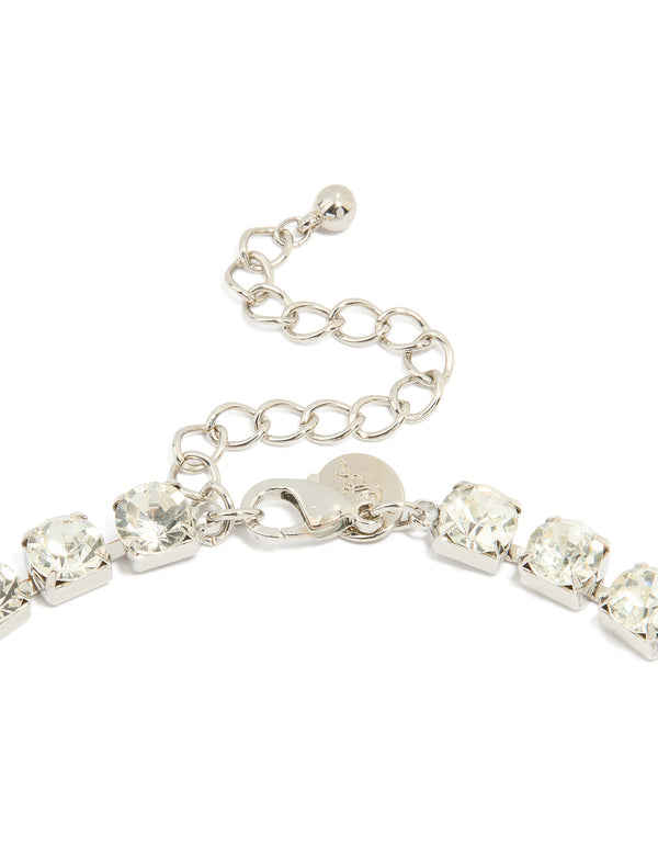 Silver Diamante Thick Chain Necklace