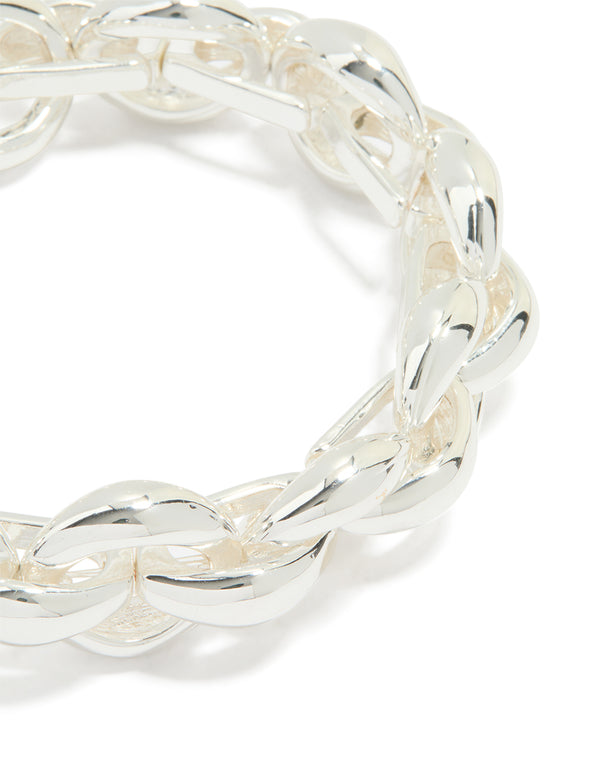 Silver Thick Rolo Chain Bracelet