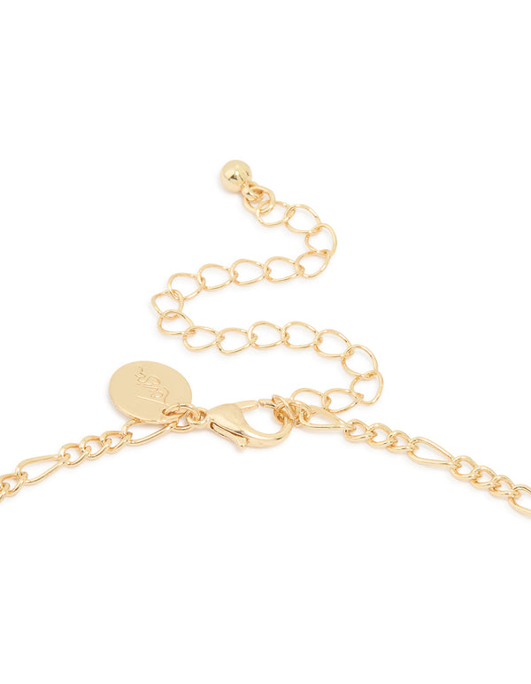 Gold Plated Figaro Horn Cross Necklace