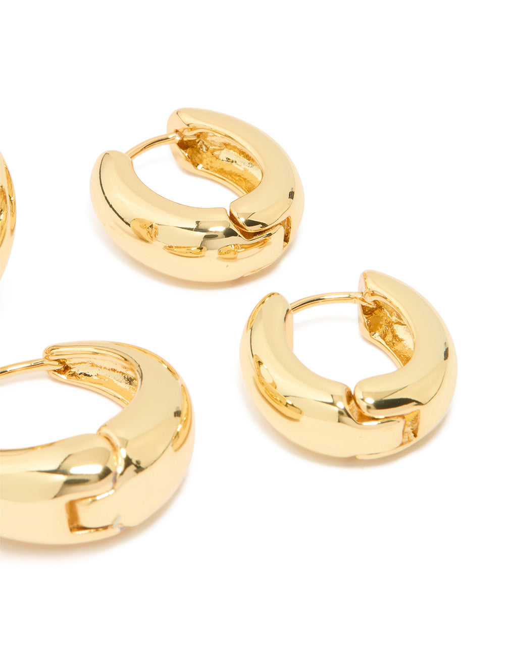 Gold Plated Thick Small & Large Huggie Earrings 2-Pack