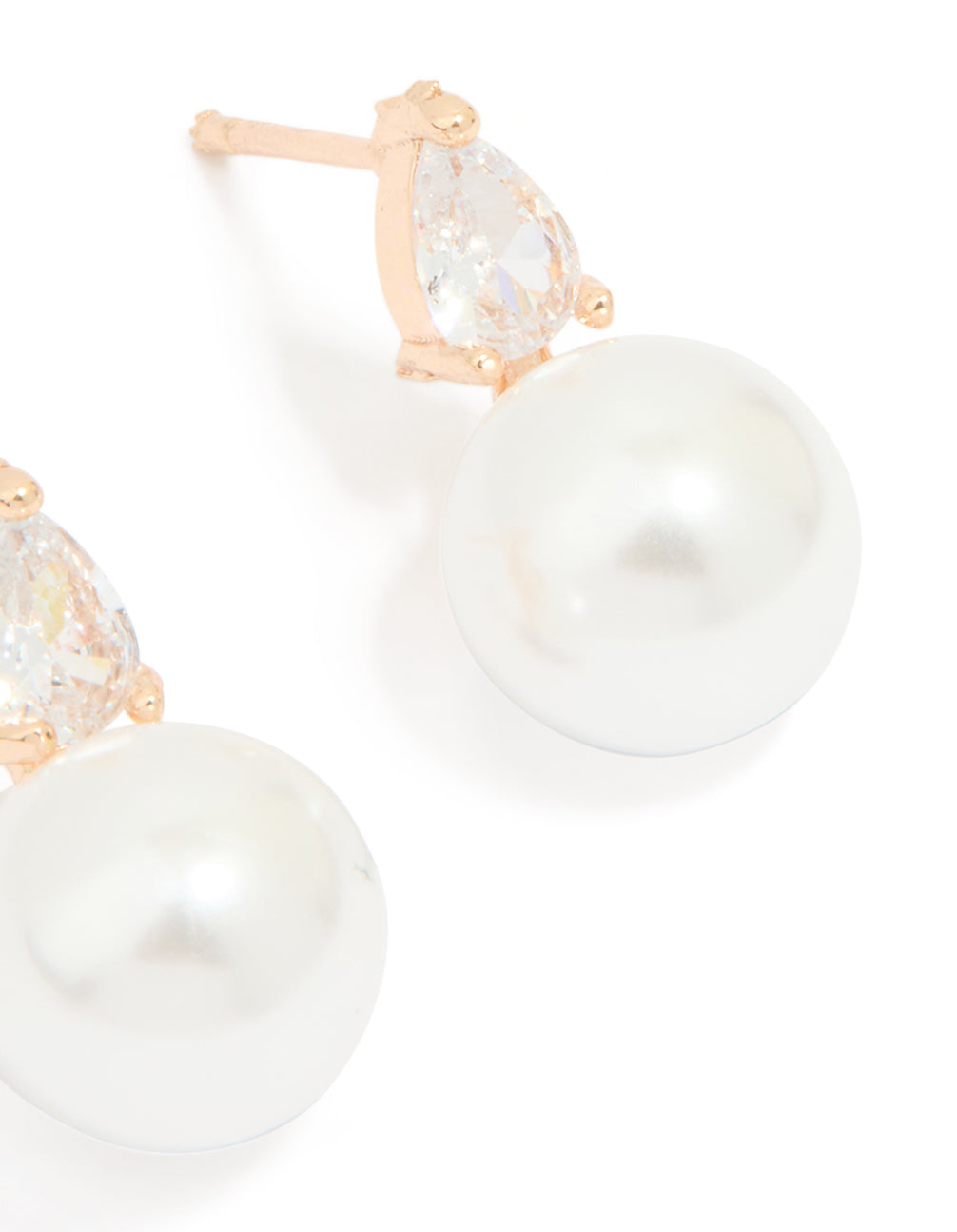 Gold Plated Cubic Zirconia & Pearl Teardrop Earrings